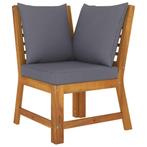 vidaXL Hoekbank sectioneel met donkergrijs kussen massief, Tuin en Terras, Tuinsets en Loungesets, Verzenden, Nieuw, Hardhout