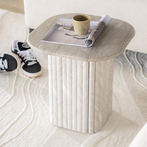 *WOONWINKEL* By-Boo Dorique Bijzettafel Marmer Latjes, Huis en Inrichting, Tafels | Bijzettafels, Nieuw, Verzenden