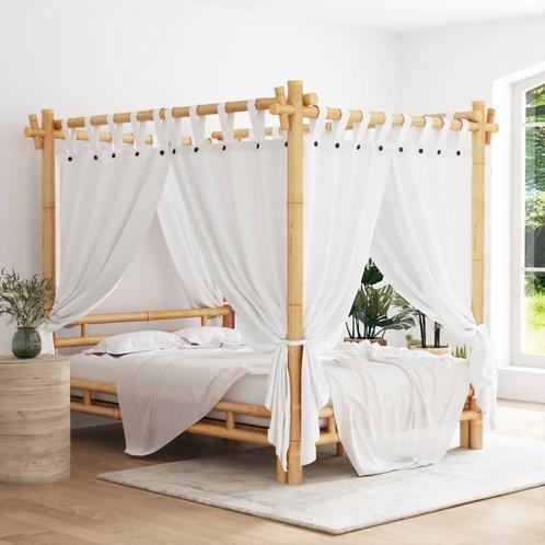 vidaXL Hemelbed 140x200 cm bamboe, Huis en Inrichting, Slaapkamer | Bedden, 140 cm, 200 cm, Bruin, Tweepersoons, Nieuw, Overige materialen