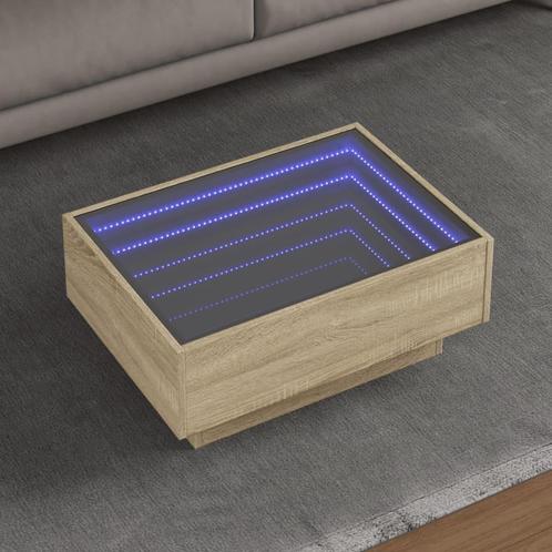 vidaXL Salontafel met LED 70x50x30 cm bewerkt hout sonoma, Huis en Inrichting, Tafels | Salontafels, 50 tot 100 cm, Nieuw, Overige houtsoorten