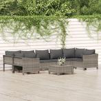 vidaXL 8-delige Loungeset met kussens poly rattan grijs, Tuin en Terras, Verzenden, Nieuw, Rotan, Loungeset