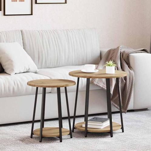 vidaXL Bijzettafelset 2 pcs Artisan Eiken en Zwart 50 x 50 x, Huis en Inrichting, Tafels | Bijzettafels, Nieuw, Verzenden