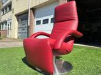 Jori Yoga JR-3390 design relax fauteuil stoel rood leer ZGAN, Hout, Zo goed als nieuw