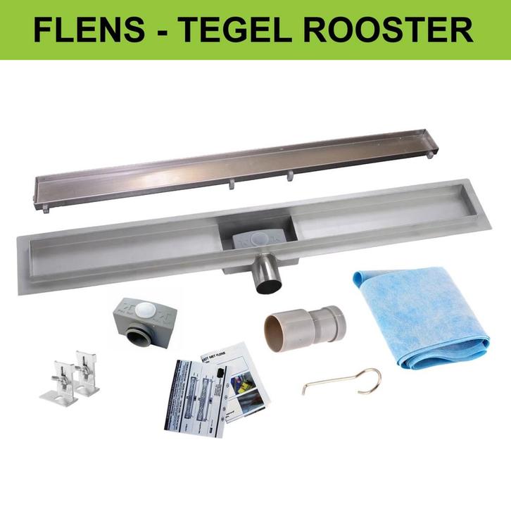 Douchegoot RVS | Uitneembare sifon | Tegel Rooster (Alle, Doe-het-zelf en Verbouw, Sanitair, Douche, Nieuw, Ophalen of Verzenden