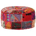 vidaXL Poef patchwork rond handgemaakt 40x20 cm katoen rood, Huis en Inrichting, Banken | Voetenbanken en Poefen, Verzenden, Nieuw