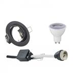 LED Spot Set Dimbaar GU10 Rond 6W 3000K Mat Zwart, Metaal of Aluminium, Nieuw, Ophalen of Verzenden, Led