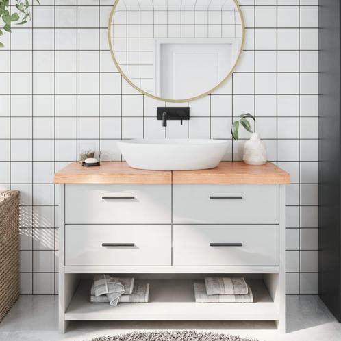 vidaXL Wastafelblad 120x40x(2-6) cm behandeld massief hout, Huis en Inrichting, Keuken | Keukenelementen, Bruin, Nieuw, Verzenden
