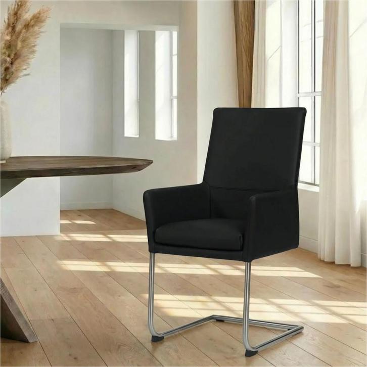 Leren eetkamerstoel Rumor - Toledo Nero (zwart) - Sledepoot, Huis en Inrichting, Stoelen, Nieuw, Leer, Ophalen of Verzenden