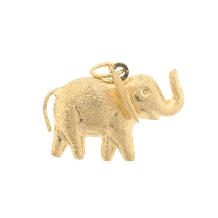 Gouden hanger van een olifant (Hanger of bedel), Sieraden, Tassen en Uiterlijk, Bedels, Gebruikt, Overige merken, Goud, Ophalen of Verzenden