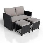 Loungeset / Tuinset Jamaica - 2-in-1 - Polyrotan - Zwart / G, Verzenden, Nieuw