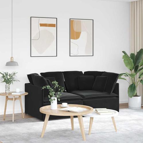 vidaXL Modulaire bank met kussens fluweel zwart, Huis en Inrichting, Banken | Bankstellen, Nieuw, Stof, Verzenden