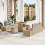 vidaXL Tuinbankenset met kussen met opslag 8 pcs Beige Poly, Verzenden, Nieuw, Rotan