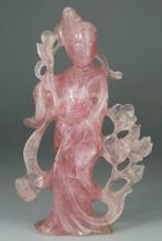Kwanyin beeldje - Chinees - Quartz rose - China - Eind 19e, Antiek en Kunst