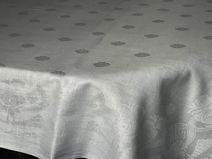 Damast tafellinnen uit het laat 19e eeuw met 16 servetten en, Antiek en Kunst, Antiek | Kleden en Textiel