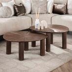 *WOONWINKEL* Salontafel Set Bruin Teakhout 2-delig, Huis en Inrichting, Tafels | Salontafels, Verzenden, Nieuw