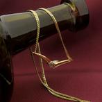 Gouden ketting met vaste hanger en diamant; 0,005 ct. | 4..., Gebruikt, Overige kleuren, Ophalen of Verzenden, Met edelsteen