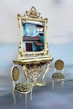 Wandtafel (4) - Met spiegel en twee stoelen - Hout