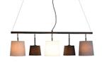 Design hanglamp LEVELS 100cm zwart grijze linnen kapjes, Nieuw, Ophalen of Verzenden