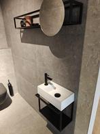 Design Fonteinset zwart met frame incl designspiegel -26 PKW, Ophalen, Nieuw, Wastafel