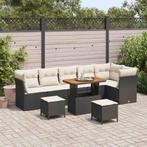 vidaXL Tuin Sofa Set met kussen 9 pcs Zwart en crème 90 x 55, Verzenden, Nieuw, Rotan