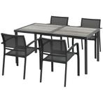 TRUUSK 5-delig Tuinmeubelset Met 1 Eettafel En 4 Stapelbare, Verzenden, Nieuw