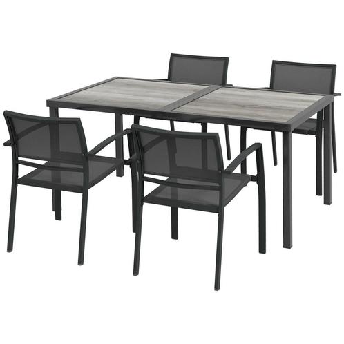 TRUUSK 5-delig Tuinmeubelset Met 1 Eettafel En 4 Stapelbare, Tuin en Terras, Overige Tuin en Terras, Nieuw, Verzenden