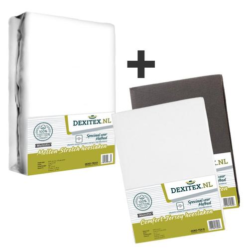 Textielpakket Hefbed 1 Molton + 2 Jersey hoeslakens - 1, Huis en Inrichting, Slaapkamer | Beddengoed, Wit, Nieuw, Eenpersoons