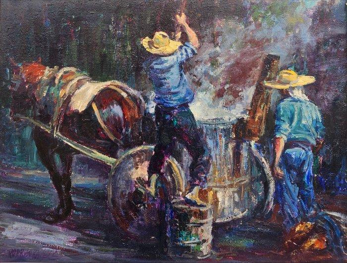 Valencian school (XX) - Luminist Workers Scene, Antiek en Kunst, Kunst | Schilderijen | Klassiek