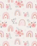 Poplin Katoen Regenboog Bloemen, Nieuw, Overige kleuren