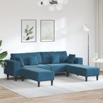 vidaXL Velours Bank met kussen met kussen 3 pcs Blauw 208 cm, Huis en Inrichting, Verzenden, Nieuw, Stof, 150 tot 200 cm