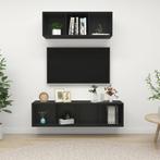 2-delige tv-meubelset van zwart gemanipuleerd hout (805481+8