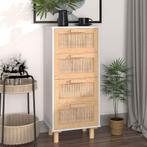 vidaXL Dressoir 40x30x90 cm massief grenenhout en rattan wit, Minder dan 50 cm, Verzenden, Nieuw, Grenenhout