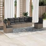 vidaXL 6-delige Loungeset met kussens poly rattan grijs, Verzenden, Nieuw, Rotan, Loungeset