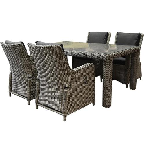 Bilbao Bergamo dining tuinset 180x100xH75 cm 5-delig grijs, Tuin en Terras, Tuinsets en Loungesets, Nieuw, Wicker, Ophalen of Verzenden