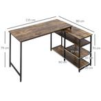 TRUUSK Hoekbureau L-vorm PC-tafel Met Plank En Lade 135x90x7, Verzenden, Nieuw