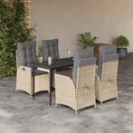 vidaXL 5-delige Tuinset met kussens poly rattan beige, Tuin en Terras, 4 zitplaatsen, Nieuw, Tuinset, Verzenden