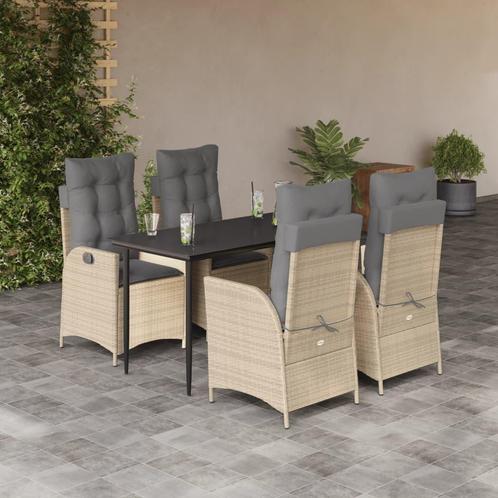 vidaXL 5-delige Tuinset met kussens poly rattan beige, Tuin en Terras, Tuinsets en Loungesets, Tuinset, Nieuw, 4 zitplaatsen, Rotan