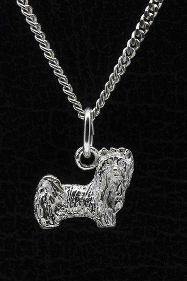 Zilveren Yorkshire terrier - huismodel met staart ketting..., Sieraden, Tassen en Uiterlijk, Kettinghangers, Verzenden