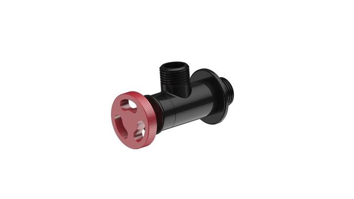 Zwarte industriële hoekstopkraan met rode ronde bedieningshe, Doe-het-zelf en Verbouw, Sanitair, Kraan, Nieuw, Verzenden