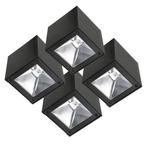 Set 4 stuks LED Solar Cube wandlamp zwart vierkant, Verzenden, Nieuw