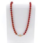 Carneool kralen ketting met gouden sluiting | 85 cm, Gebruikt, Overige kleuren, Ophalen of Verzenden, Met edelsteen
