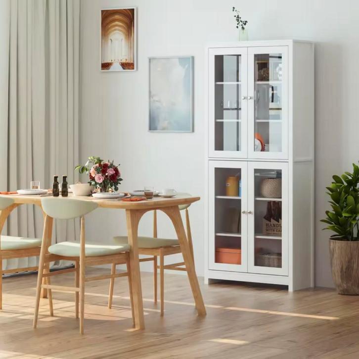 Nieuw: Vitrinekast Wit / Kabinet Kast Landelijk - Boerderij, Huis en Inrichting, Kasten | Vitrinekasten, Nieuw, Verzenden