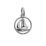 Zilveren Zeilboot in bewerkte ring klein kettinghanger, Verzenden, Nieuw