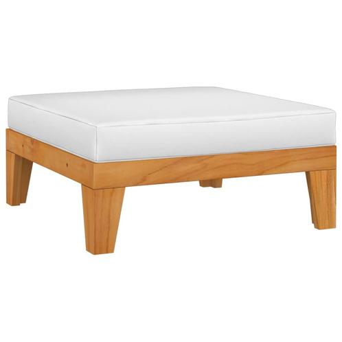 vidaXL Voetensteun sectioneel met crèmewit kussen acaciahout, Tuin en Terras, Tuinsets en Loungesets, Nieuw, Hardhout, Verzenden