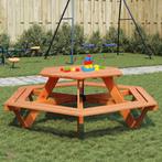 vidaXL Picknicktafel voor 6 kinderen met banken zeshoekig, Tuin en Terras, Verzenden, Nieuw, Hout