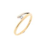 Bicolor gouden ring met diamant; 0,07 ct. (witgoud), 18 tot 19, Gebruikt, Overige kleuren, Ophalen of Verzenden