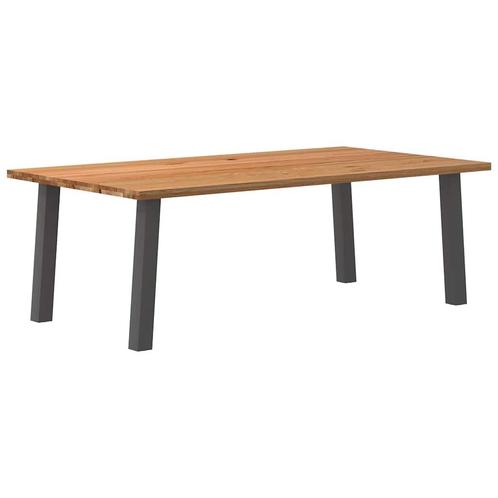 vidaXL Eettafel rechthoekig 220x120x74 cm massief eikenhout, Huis en Inrichting, Tafels | Eettafels, Nieuw, Verzenden