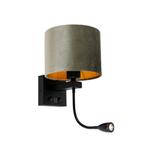 Wandlamp zwart met velours kap groen 18cm - Brescia, Nieuw, Overige materialen, Klassiek / Antiek