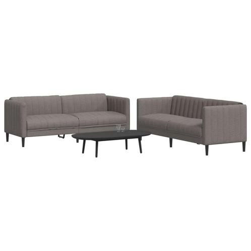 vidaXL 2-delige Loungeset stof taupe, Huis en Inrichting, Banken | Bankstellen, Nieuw, Stof, Vierpersoons of meer, Verzenden