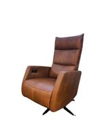 Set Relax en sta- op stoelen uitgevoerd in vol bruin leder, Huis en Inrichting, Fauteuils, Minder dan 75 cm, Minder dan 50 cm